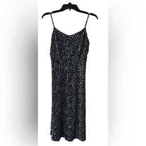 Loft MIDI Floral Dress with Adjustable Straps Navy with White Flowers Size 6P